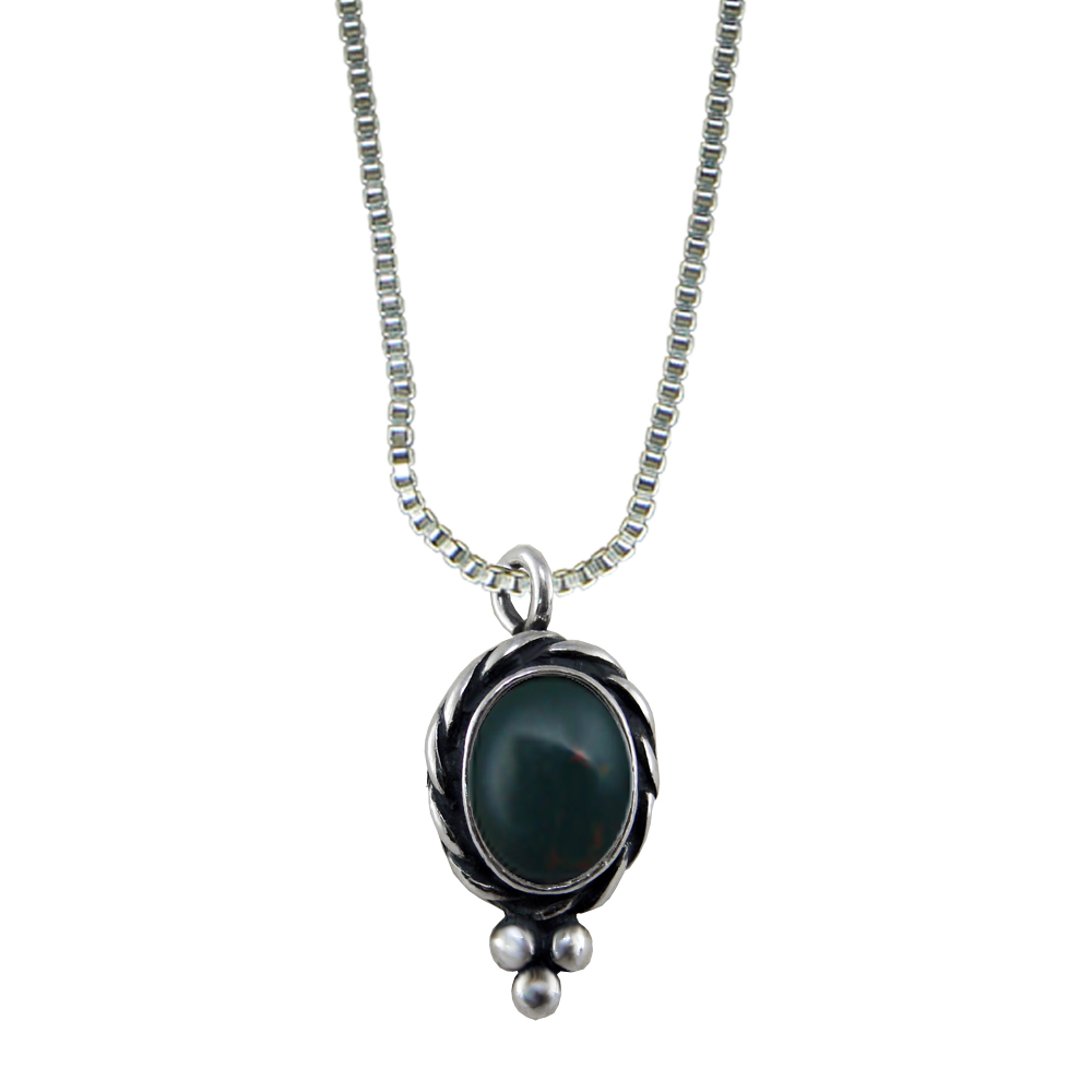 Sterling Silver Little Bloodstone Pendant Necklace